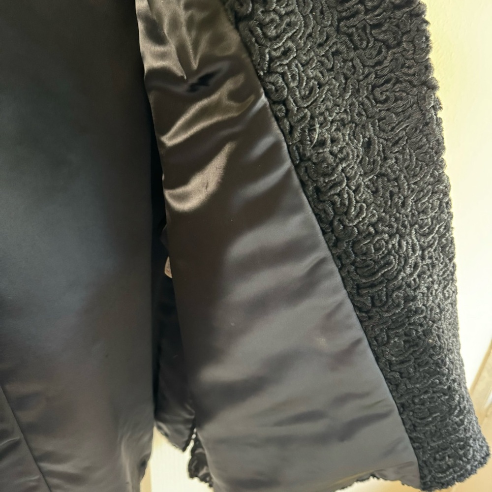 Vintage Astrakin Lepshire Black Curly Persian Lamb Wool Short Coat Mink … - Picture 13 of 16